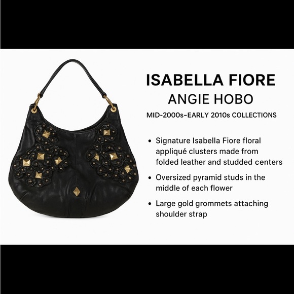 Isabella Fiore Studded Lambskin Hobo Bag NWT - Picture 7 of 7